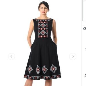 Folk graphic embellished poplin dress size 4